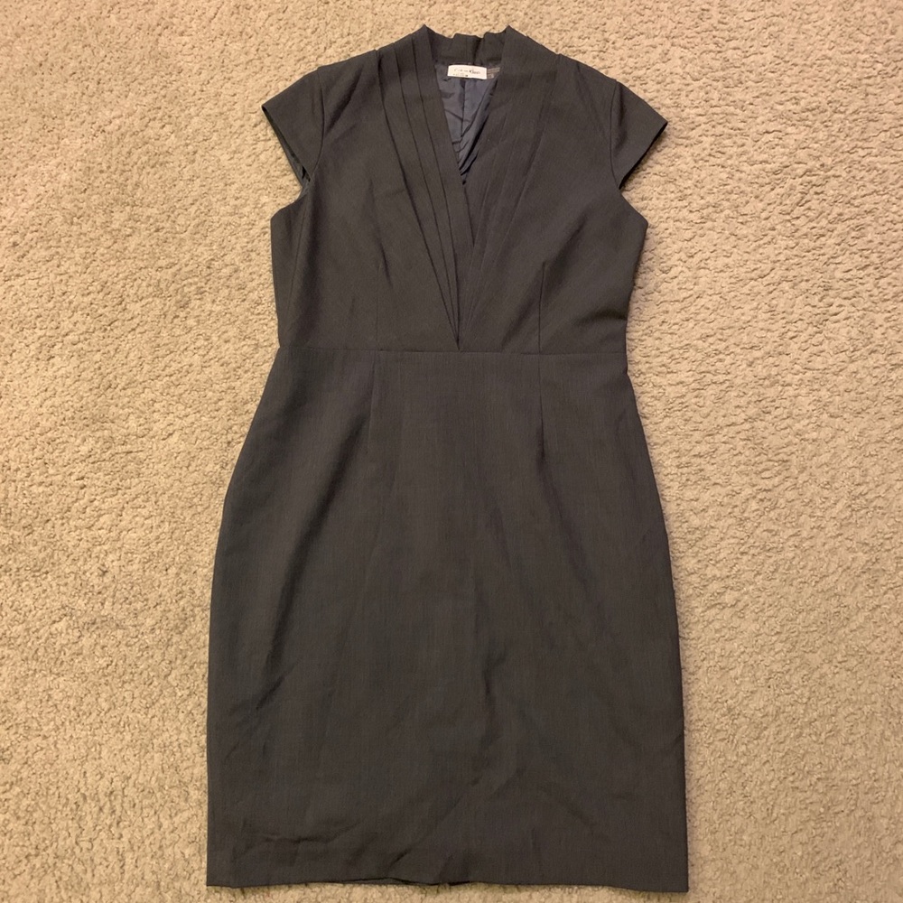 Calvin Klein gray v-neck sheath office/work dress